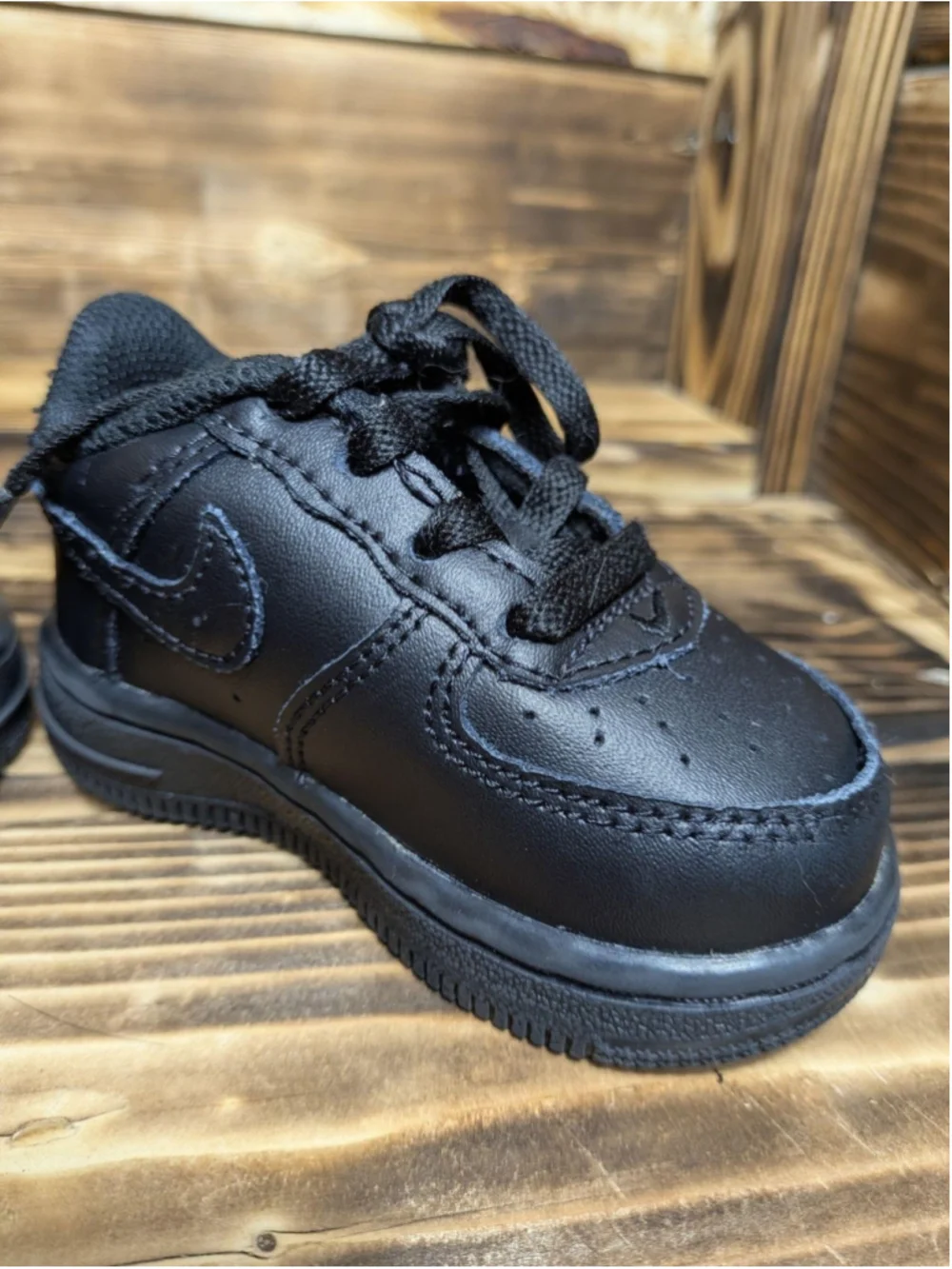 Nike Air Force 1 Low Shoes Kids Size 4C All Black Leather Low Top Sneakers